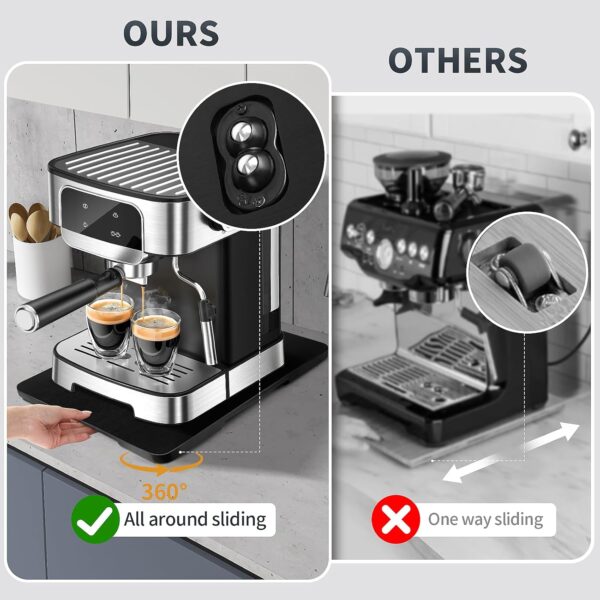 Appliance Sliders for Kitchen Appliances, 360° Rolling Coffee Tray for Countertop, Bamboo Sliding Tray for Coffee Maker, Large Coffee Pot Slider Tray for KitchenAid Stand Mixer, Air Fryer, Toaster - Image 4