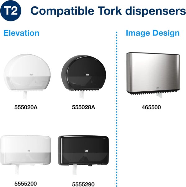 Tork Mini Jumbo Toilet Paper Roll White T2, Advanced, 2-Ply, 12 x 751', 12024402 - Image 5