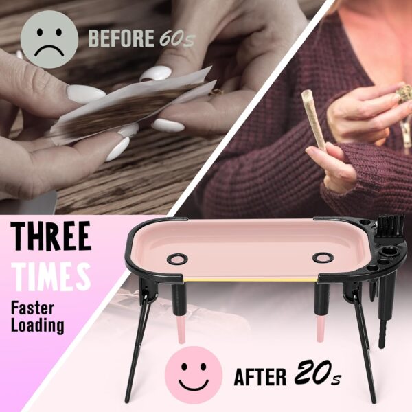 Metal Rolling Tray with Cone Loader 8.5"x3.8" for King Size & 1 1/4 Pre Rolled Cones,Pre Rolled Paper & Foldable Stand - Smoking Trays Accessories for Travel & Home - Image 4