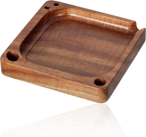 Rolling Tray Wooden 4.72"x 4.72" Portable Small Rlling Tray with Storage Hole and Dumping Path - Image 2