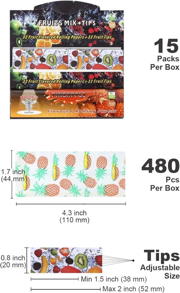 Flavored Rolling Papers with Tips, 15 Gums 750 PCS King Size Papers, Random Mix Flavors (110mm) - Image 2