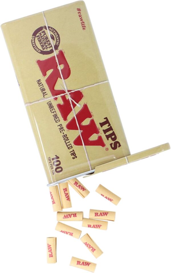 RAW Natural Unrefined 100 Tip Pre-Rolled Tin - (6) - Image 2