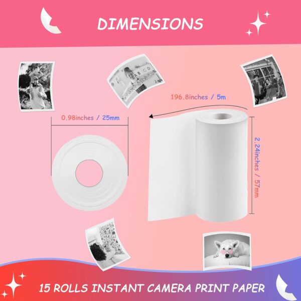 15 Rolls Instant Camera Refill Print Paper, HD Kidizoom Print Camera Paper Refill for Most Kids Instant Camera (57X25mm) - Image 5