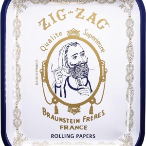 ZIG-ZAG Large Metal Rolling Tray - White, 13.4" x 10.8" - Durable and Stylish