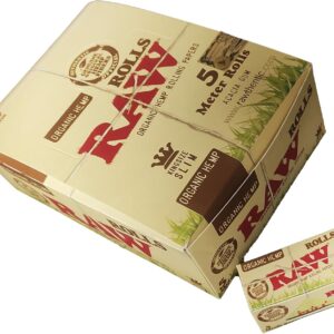 RAW Natural UNREFINED ORGANIC Rolling paper ROLLS 1 box - 24 x 5m papers