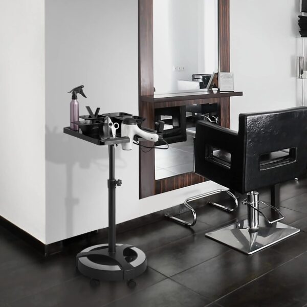 Saloniture Rolling Salon Coloring Tray - Portable Hair Stylist Trolley with Magnetic Bowls, Black - Image 7