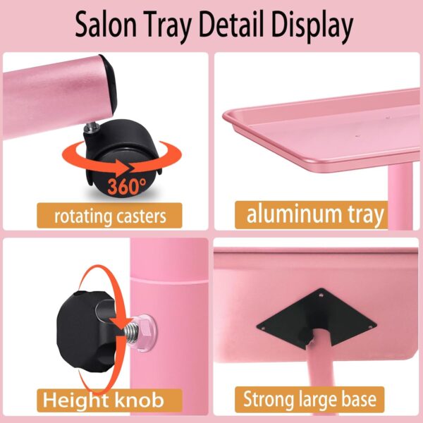 Salon Tray, Salon Rolling Tray on Wheels, Salon Color Tray, Hair Stylist Tray, Allumium Salon Tray Height Adjustable Used As Tattoo Tray and Dental Tray - Image 3