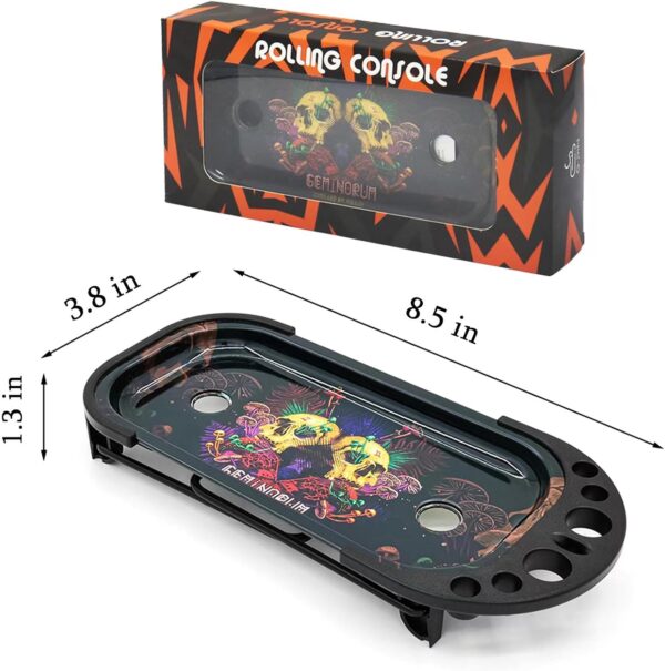Metal Rolling Tray with Cone Loader Set 8.5 x 3.8 Inch, for King Size and 1 1/4 Size Cones Rolling Paper, Pre Roll Machine, Foldable Stand Rolling Table with Cone Filler, Brush, Tools - Image 6
