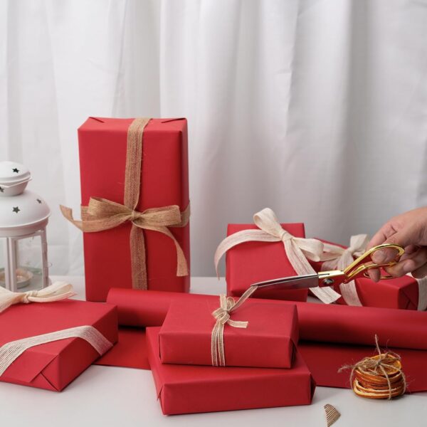 Flyhill Red Kraft Paper Roll-12in x 100FT(100sqft)-Recyclable Paper Roll for Valentient's Day,Craft Studio,Packing, Floor Covering,Dunnage,Parcel,Table Runner - Image 4