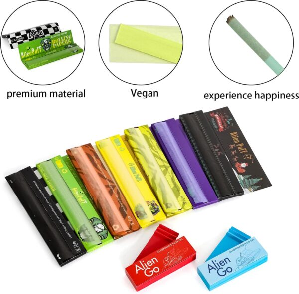 Rolling Paper, Kingsizeslim 110MM Rolling Paper with Tip, 9 Pack with 5 Colors Rolling Paper + 2 Tip, Slow Burn & Ultra Thin Smoking Accessories - Image 4