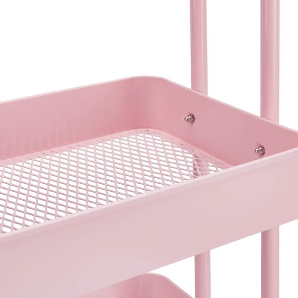 Amazon Basics 3-Tier Rolling Utility or Kitchen Cart, Lockable Wheels, Multifunctional Storage, Dusty Pink - Image 3