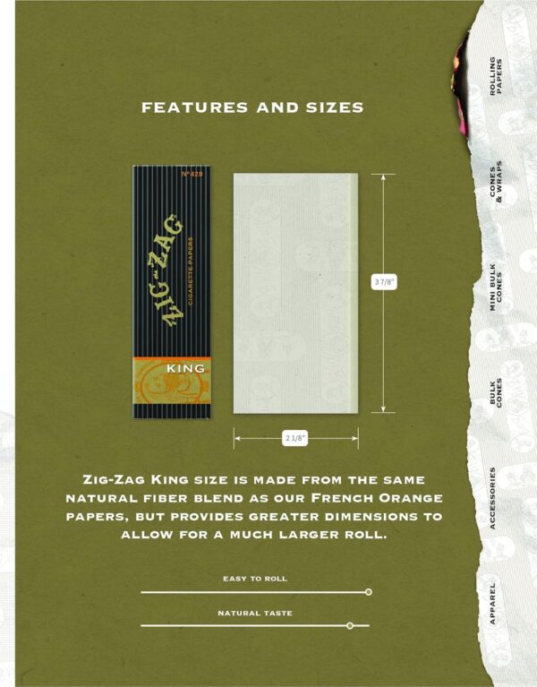 Zig-Zag King Size Rolling Papers - Original Premium, Slow Even Burn, Consistent Seal - 6 Booklets (32 Sheets/Booklet) - Image 2