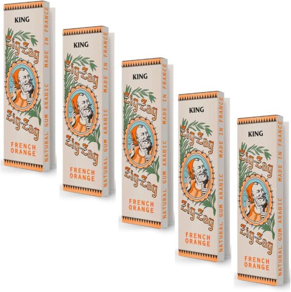ZIG-ZAG Rolling Papers King Size French Orange - Limited Edition Vintage (5 Booklets) - 32 Papers Each