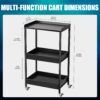 POARMEEY 3-Tier Tattoo Trolley Holder Stand with Tray and Tool Storage Platform Rolling Cart on Wheels for Tattoo Salon Spa Clinics Office Home Use - Image 2