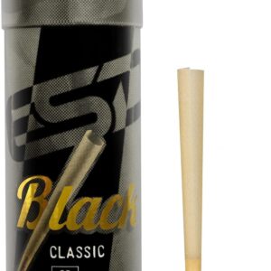 RAW Black Cones King Size - 50 Pack - Slow Burning Pre Rolled Cones - Rolling Paper Pressed Extra Fine for Thin, Naturally Translucent Paper with Tips & Packing Tubes Included
