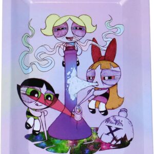 Rolling Trays Premium Metal Tray with Design - Perfect Size for Home Or Travel Accessories, Pink