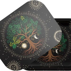 Small Metal Tray with Magnetic Lid, Decorative Tray, Ideal Storage for Home or Travel,Black,7 x 5.5 Inches