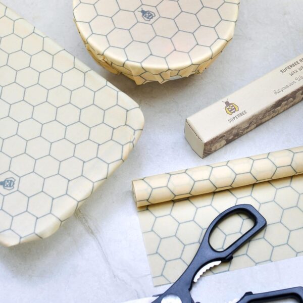 SUPERBEE Beeswax Wrap Roll XL, Reusable Beeswax Wrap for Food, Wrap Roll, Reusable Bees Wrap Paper for Wrapping Vegetables, Cheese Paper, Bowl Covers and Sandwich Wrapping Paper, Hexagonia - 35x13" - Image 7