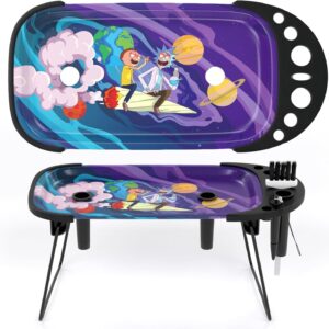 Rolling Tray with Cone Loader Accessories for King Size & 1 1/4 Size Pre Rolled Cones, Cone Filler & Foldable Stand - All-in-one Rolling Tray Set with Storage Bag by Gray Oval