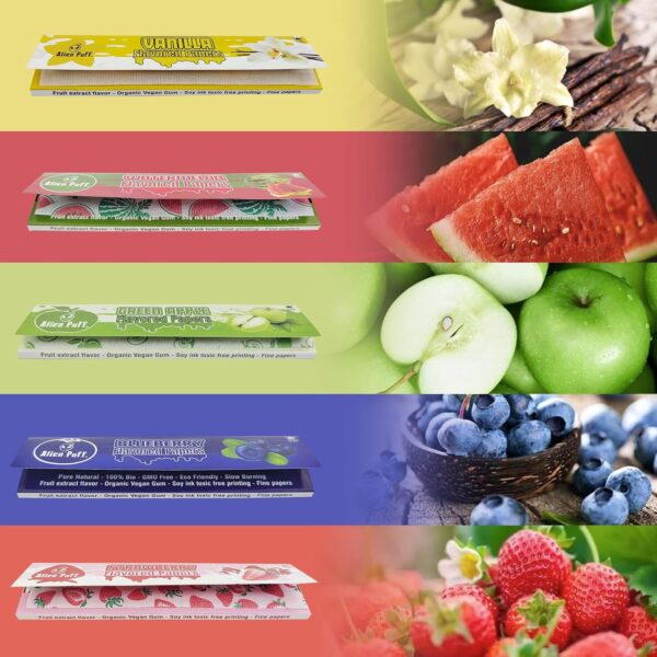 Flavored Rolling Papers, Kingsizeslim 8 Pack Mixed Ultra Thin Rolling Paper, Individual Sealing Bag Strong Smell, Fruit Attraction Fragrance, With Tips - Image 5