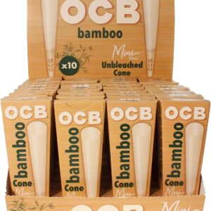 OCB Bamboo Pre-Rolled Mini Cones, 2.75 Inch / 70mm (320 Total Cones) Ultra-Thin Natural Rolling Papers with Tips - Slow Burning, 100% Bamboo Fibers, Natural Acacia Gum