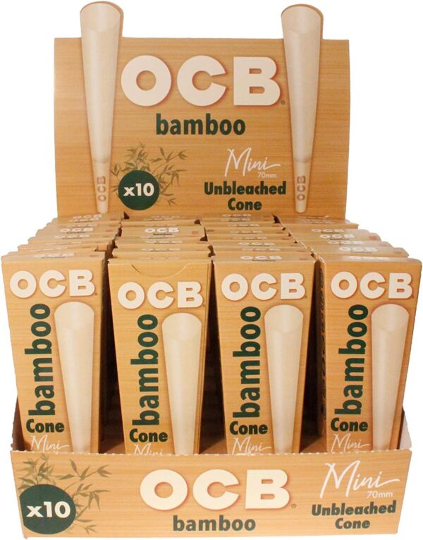 OCB Bamboo Pre-Rolled Mini Cones, 2.75 Inch / 70mm (320 Total Cones) Ultra-Thin Natural Rolling Papers with Tips - Slow Burning, 100% Bamboo Fibers, Natural Acacia Gum