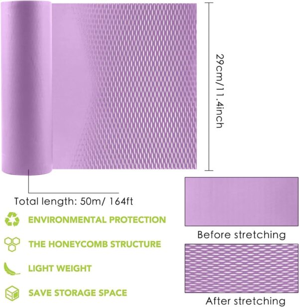 Honeycomb Packing Paper,11.5" x 164' Honeycomb Cushioning Wrap Roll Honeycomb Packing Paper Wrap,Eco-friendly Packaging Paper Kraft Paper Bubble Paper (Purple) - Image 2