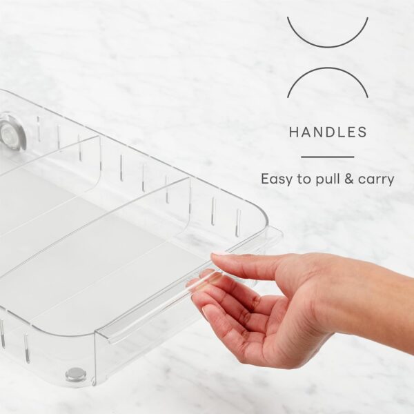 YouCopia RollOut Fridge Caddy BPA-Free Clear Rolling Refrigerator Organizer Bin with Adjustable Dividers and Handles, 9" Wide - Image 3