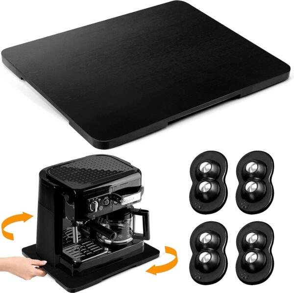 Appliance Sliders for Kitchen Appliances, 360° Rolling Coffee Tray for Countertop, Bamboo Sliding Tray for Coffee Maker, Large Coffee Pot Slider Tray for KitchenAid Stand Mixer, Air Fryer, Toaster - Image 8
