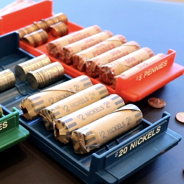 Nadex Rolled Coin Storage Organizer Tray Set with Ridges for Loose Coins | Quarters, Dimes, Nickles, and Penny Color Coded Trays - Image 8