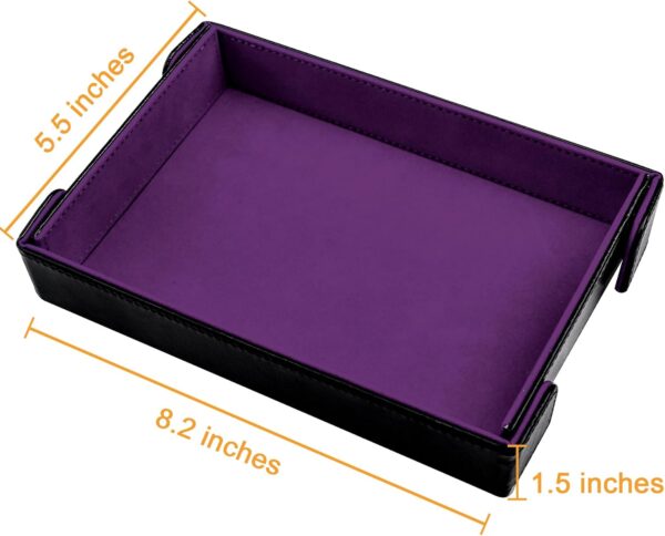 SIQUK 2 Pieces Magnetic Dice Tray Rectangle Folding Dice Rolling Tray PU Leather Dice Trays Dice Holder Storage Box for D&D RPG Dice Games (Violet, Sky Blue) - Image 2