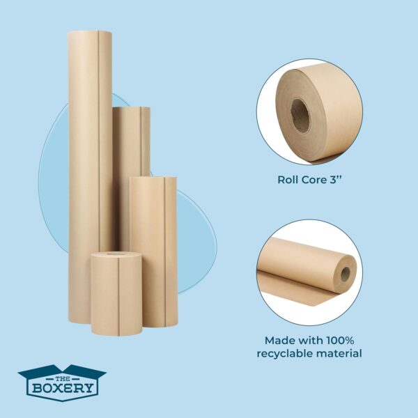 The Boxery Kraft/Brown Kraft Paper Roll, 24” x 5520” (460’)-70lb. Thickness Extra-Heavy Duty Brown Wrapping Paper,Natural Kraft Packing Paper,Void Fill,Arts and Crafts,Bulletin Boards, Gift Wrapping - Image 5