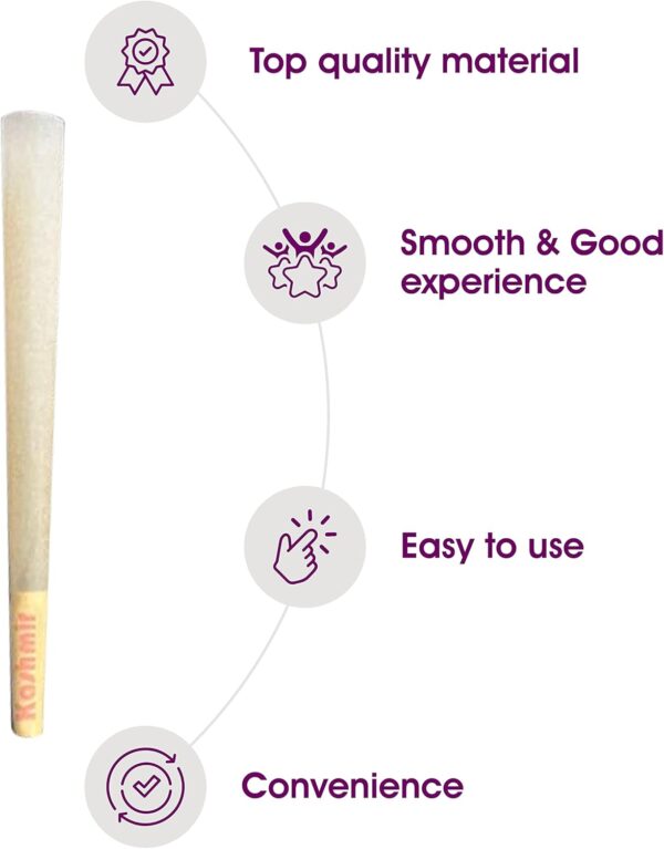 Kashmir Pre Rolled Cones Rolling Papers 1 1/4 Rolling Cones Unbleached Rolling Papers Pre Rolled Cones 78 mm Natural Fibers Easy to Use and Convenient Preroll Cones (1-1/4 200ct) - Image 3