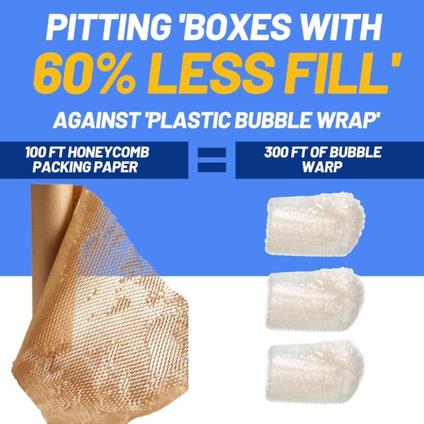 Honeycomb Packing Paper 15"Wx50'L-Bubble Wrap Substitute Alternative for Shipping, Moving Supplies, Small Business Packaging, Packing Boxes & Gifts Wrapping Paper with 20 Fragile Stickers - Image 4