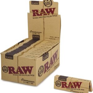 Raw Classic Connoisseur 1.25 1 1/4 Rolling Paper With Tips (24)