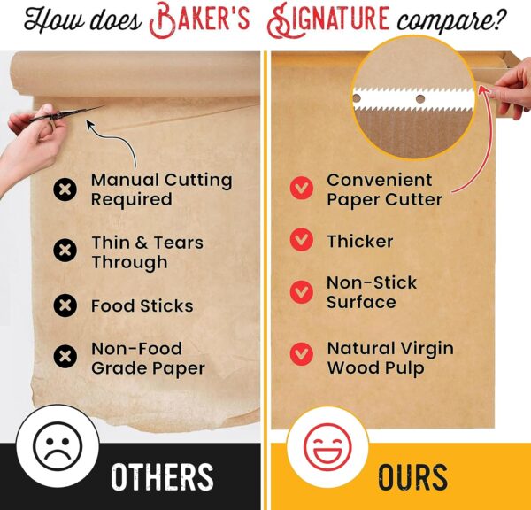 260 Sq.Ft Unbleached Parchment Paper for Baking – Roll with Cutter, Heavy Duty Non-Stick Brown Parchment for Baking, Cooking, Grilling, Steaming and Air Fryer, 15in x 210ft by Baker’s Signature - Image 7