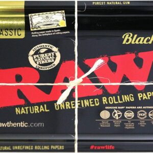RAW Gold and Black Metal Rolling Tray - Limited Edition - 11'' x 7'' Size