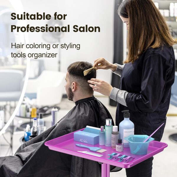 Salon Tray Tattoo Tray Salon Cart for Hair Stylist Salon Trolley Cart with Wheels Salon Rolling Tray-Purple - Image 5