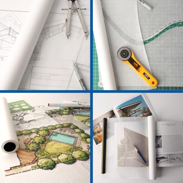 ALVIN 55W-B Lightweight Tracing Paper Roll, White, Suitable with Ink, Charcoal, Felt Tip Pen, for Sketching or Detailing - 14 Inches, 20 Yards, 1-inch Core - Image 5