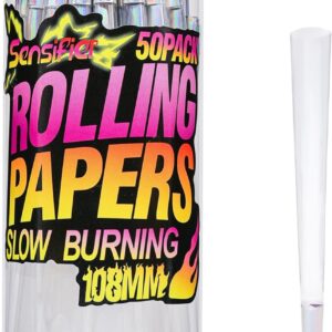 50 PACK Clear Pre Rolled Cones| King Size Rolling Paper Cone 108 MM