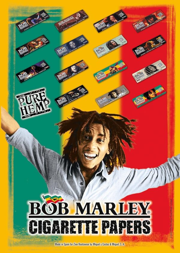 Bob Marley Rolling Paper - 1 1/4" Medium Size (78mm) Paper - Box of 25 Booklets! (50 Leaves Per Book) - Image 3