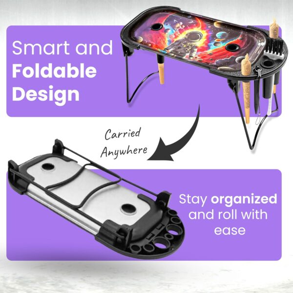 Decorative Metal Tray Set – Includes Foldable Stand & Accessories, Multi-Functional Large Tray with Stylish Pattern - Image 2
