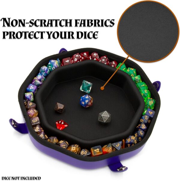 CASEMATIX Dice Tray and Dice Storage Case for Up to 115 RPG Dice - Dice Tray for Rolling with Magnetic Snaps, Embossed Tree of Life Design and Non-Scratch Interior for Random Rolls Dice Protection - Image 5