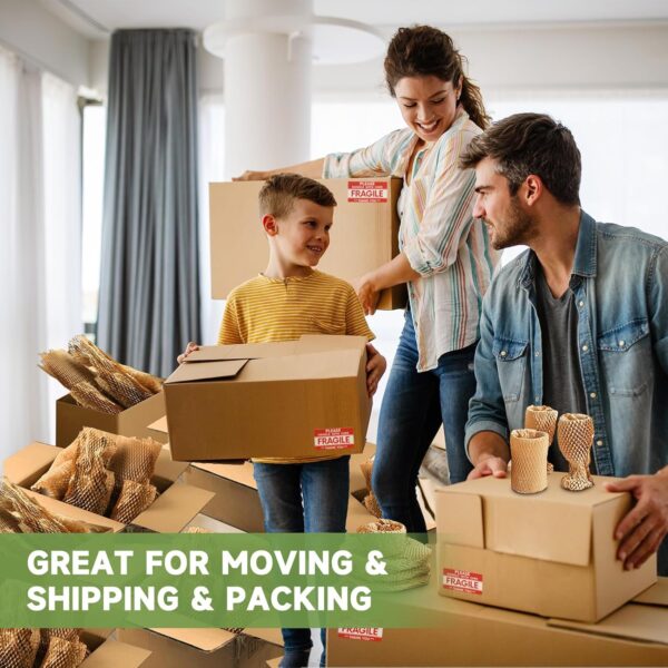 Honeycomb Packing Paper Wrap 15''x328', Substitute Alternative for Bubble Cushioning Wrap for Moving Shipping Packaging, Recyclable Moving Supplies with 48 Fragile Sticker Labels - Image 6