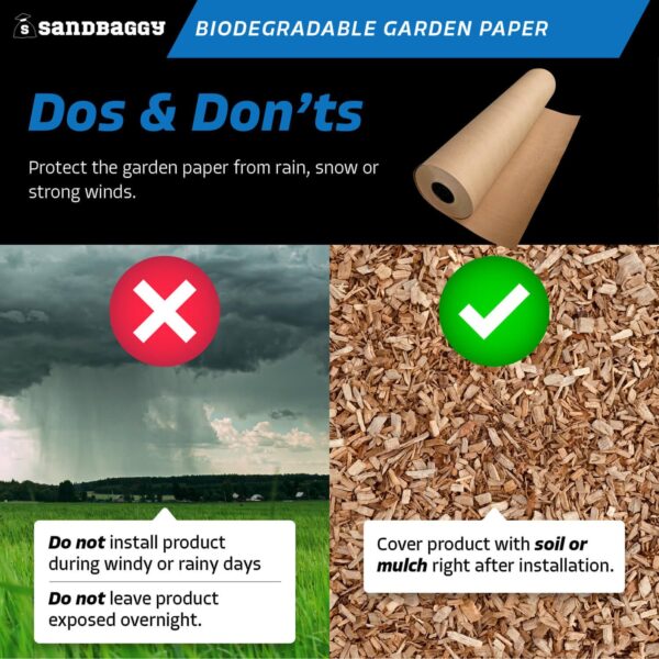 Sandbaggy Biodegradable Landscape Fabric - Garden Paper for Weeds - Paper Mulch Rolls - Made in America (3 ft x 475 ft, 1) - Image 8