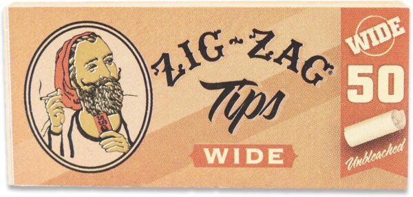 Zig-Zag Unbleached Rolling Paper Tips - Wide Size, Natural Fiber, 5 Pack (50 Tips Each) - Image 3