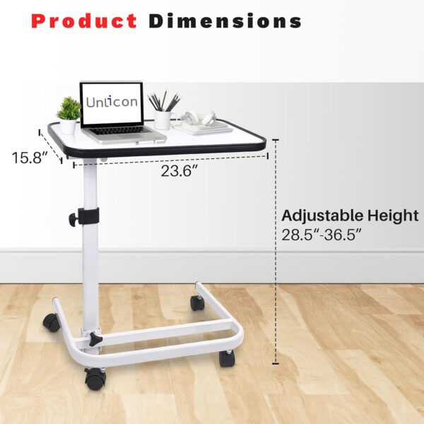 Medical Rolling Bedside Table with Wheels, Over Bed Table with Storage, Serving Tray, Laptop Computer Desk for Elderly, Hospital Patient, Home Care, White - Image 3