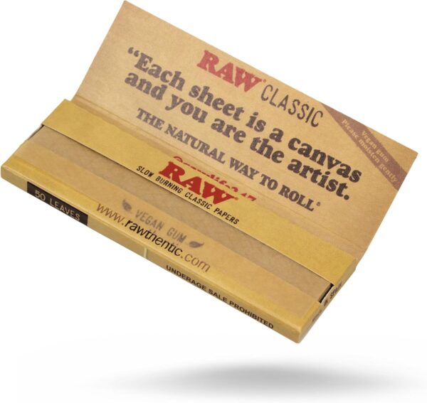 RAW Classic 1 1-4 Rolling Papers - 7 Pack - 50 Leaves per Pack - Includes Collectible Matte Black Murder'd Mini Tray Keychain - Image 3