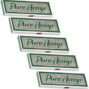 Pure Hemp Rolling Paper - Medium / 1/4" / 78mm Size Cigarette Paper - Pack of 5 Booklets (50 Leaves Per Book!)