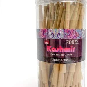 Kashmir Pre Rolled Cones Rolling Papers 1 1/4 Rolling Cones Unbleached Rolling Papers Pre Rolled Cones 78 mm Natural Fibers Easy to Use and Convenient Preroll Cones (1-1/4 200ct)